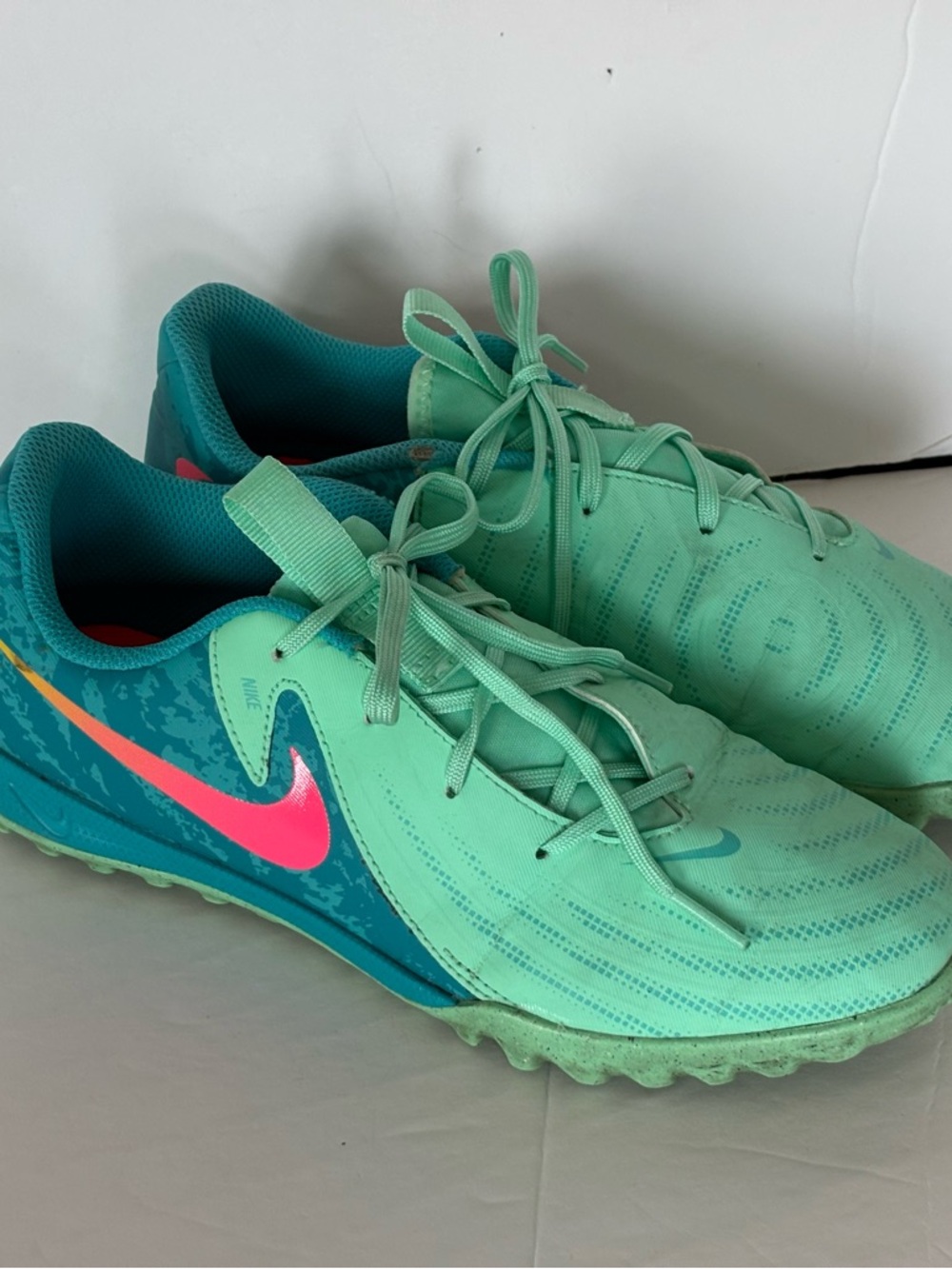 Nike, Phantom,  Soccer Youth , Mint Green Shoes  with Pink Swoosh